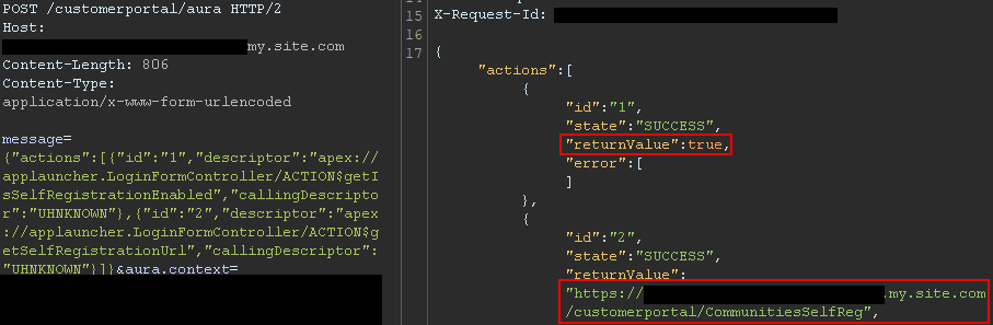 Response when self-registration is enabled