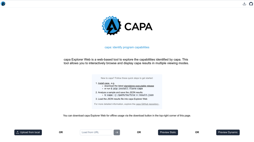 capa Explorer Web home page