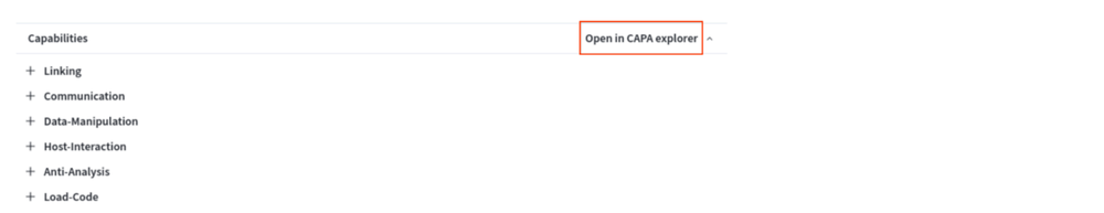 Alternative link to open capa Explorer Web analysis from VirusTotal