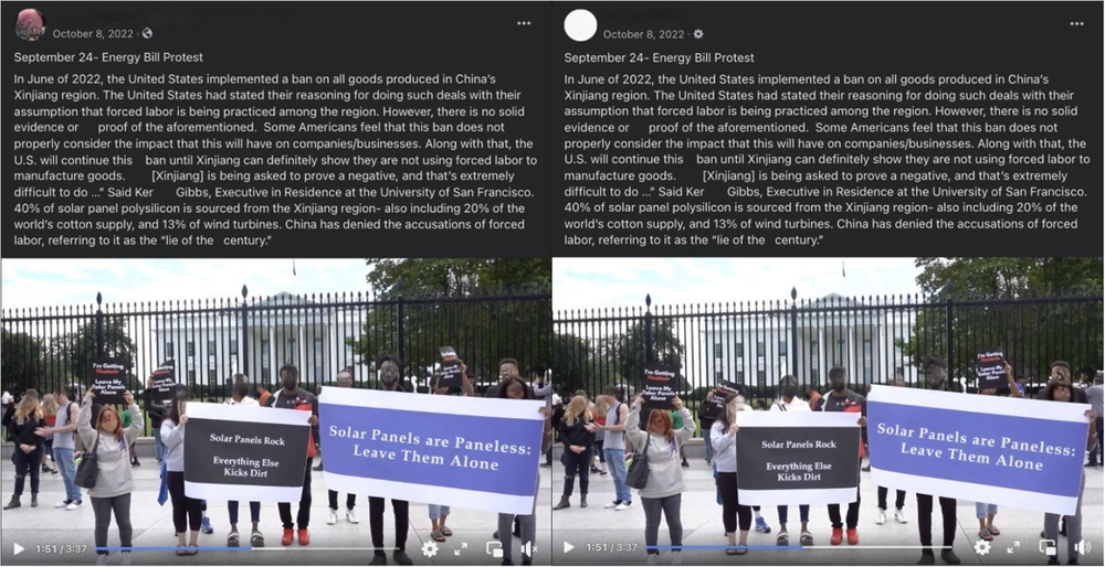 HaiEnergy Accounts Promote Identical Text from Times Newswire Article and Video of Protest in Washington, D.C.