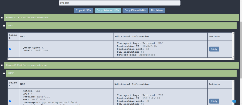 Copying multiple entries by selecting corresponding checkboxes