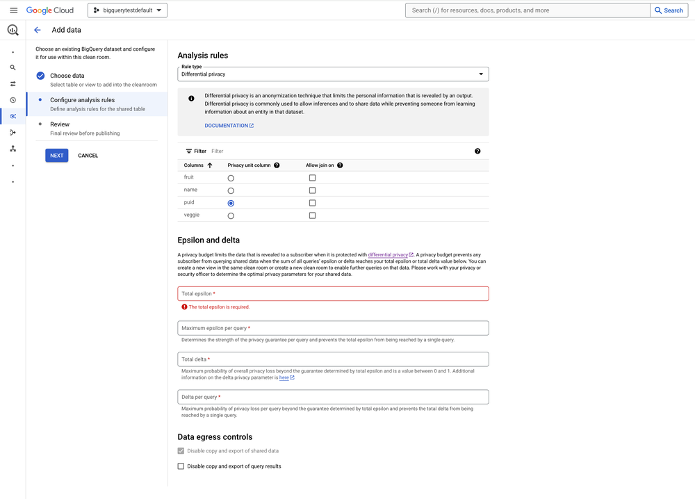 Get started with differential privacy and privacy budgeting in BigQuery data clean rooms