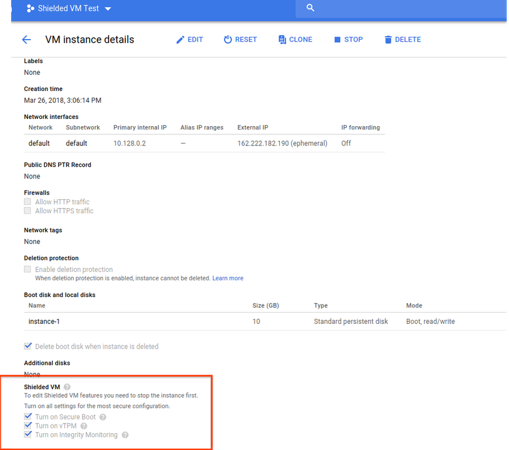 GCP Workload Shielded VM Test