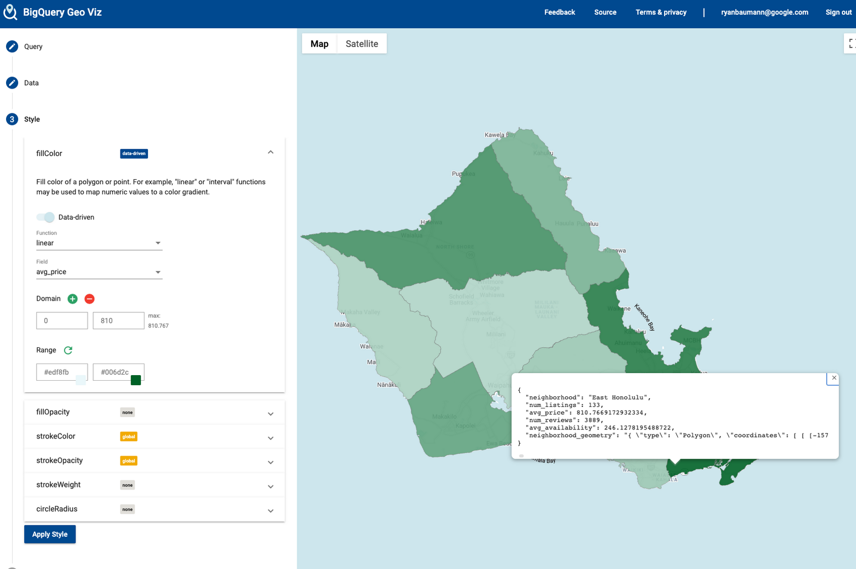 Choropleth visualization