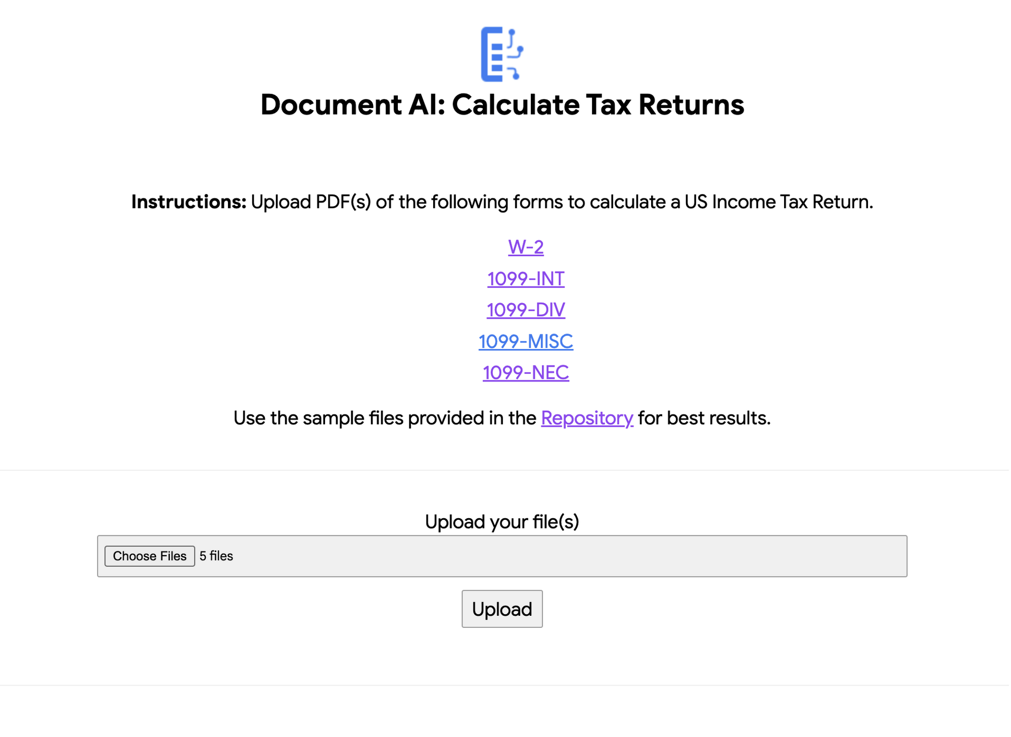 Calculate Tax Returns Homepage