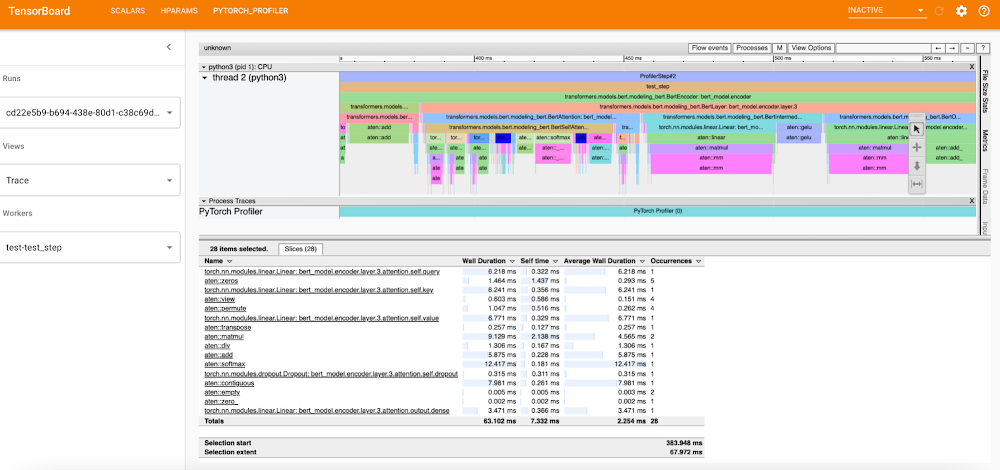 Figure 3: PyTorch Profiler Trace view