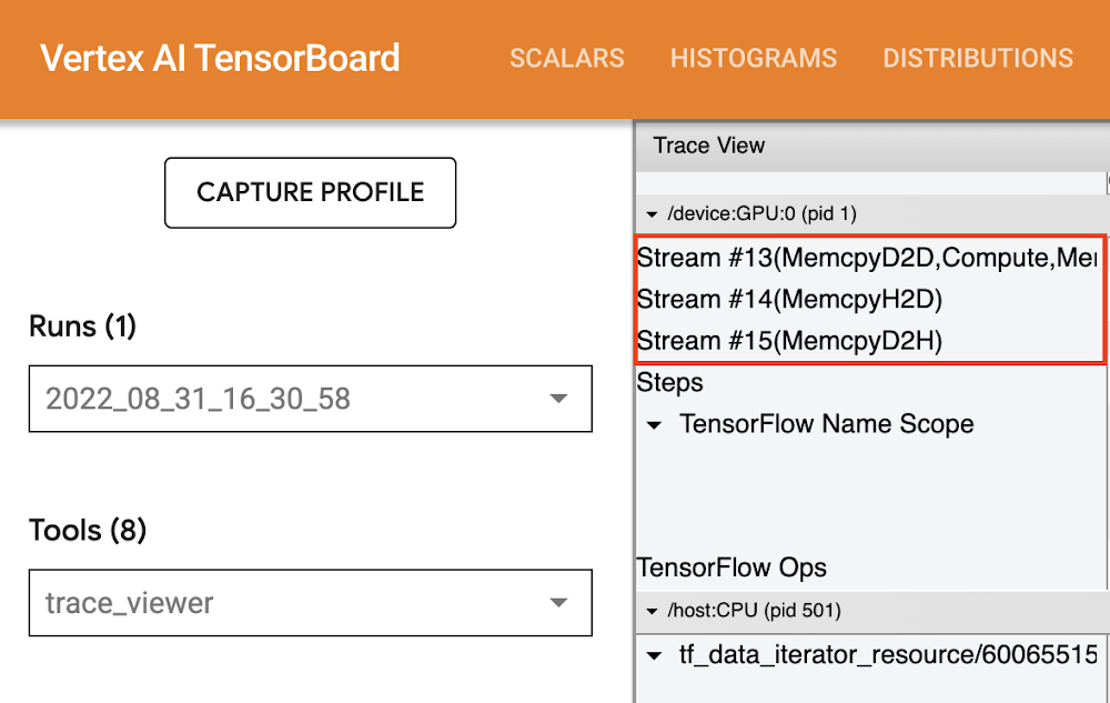 Trace viewer streams