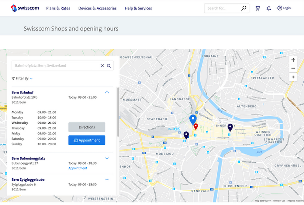 Swisscom Store Locator