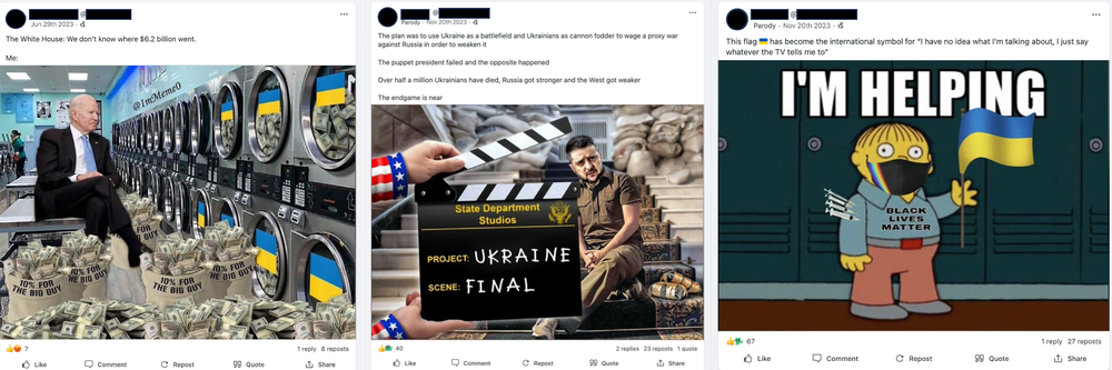 Example NAEBC content that promoted narratives related to the Russian invasion of Ukraine