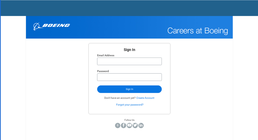 Fake login page masquerading as the aerospace company Boeing