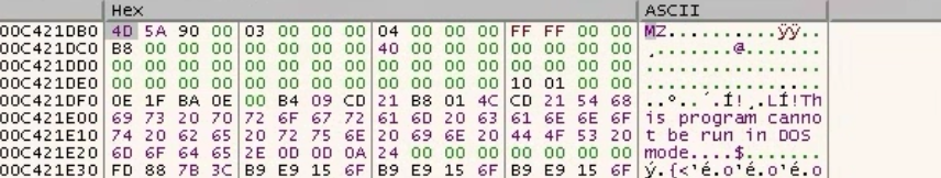 The backdoor DLL (MISTPEN) is decrypted