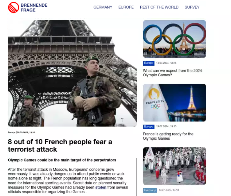 Example of an Olympics-related article published by a Doppelganger affiliated domain