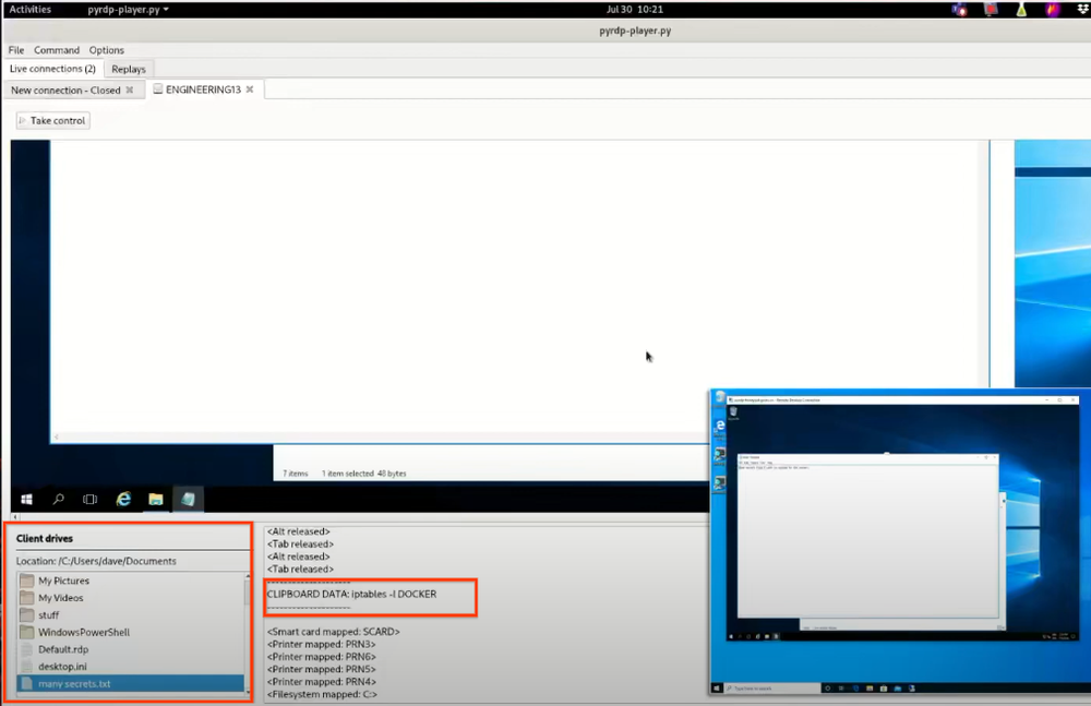 Live session streaming GUI
