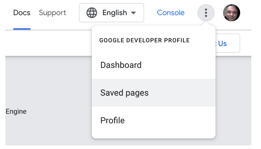 Saved pages in Developer profile