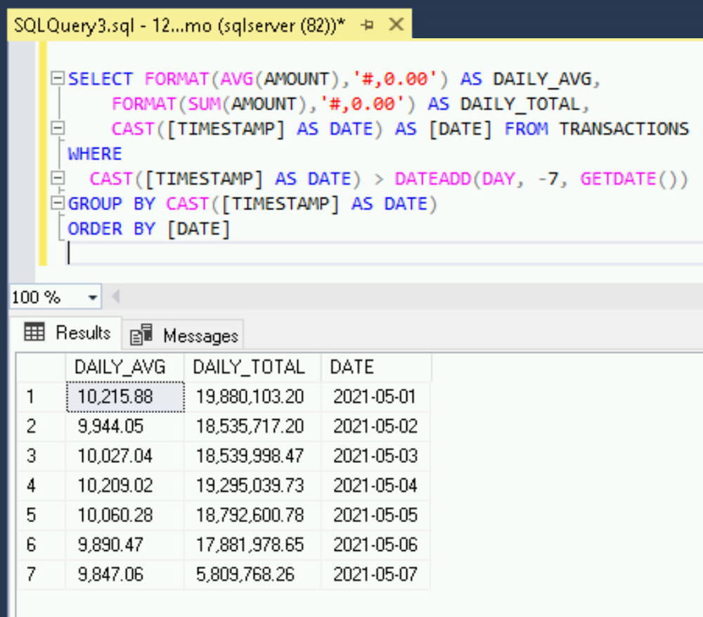 SSMS query Transactions table