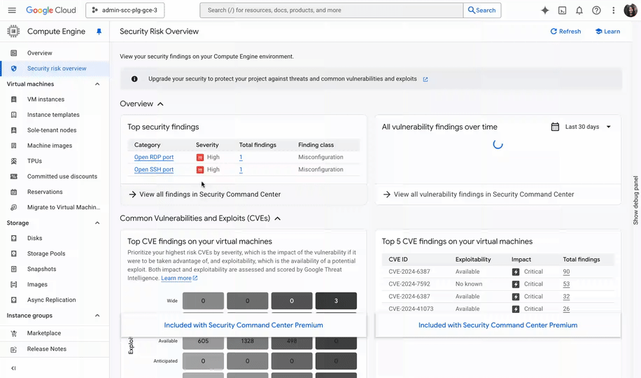 1 - GCE security dashboard