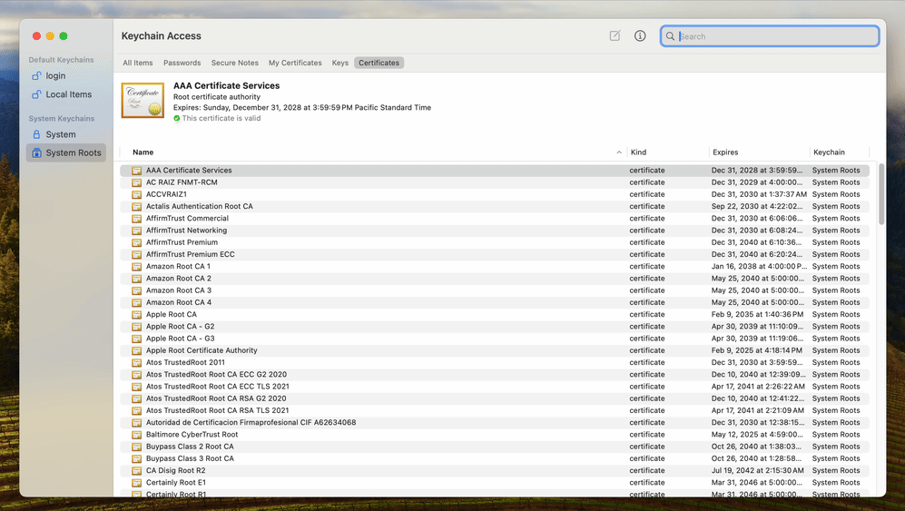 2 - View Endpoint Verification-managed Certificate in Mac Keychain