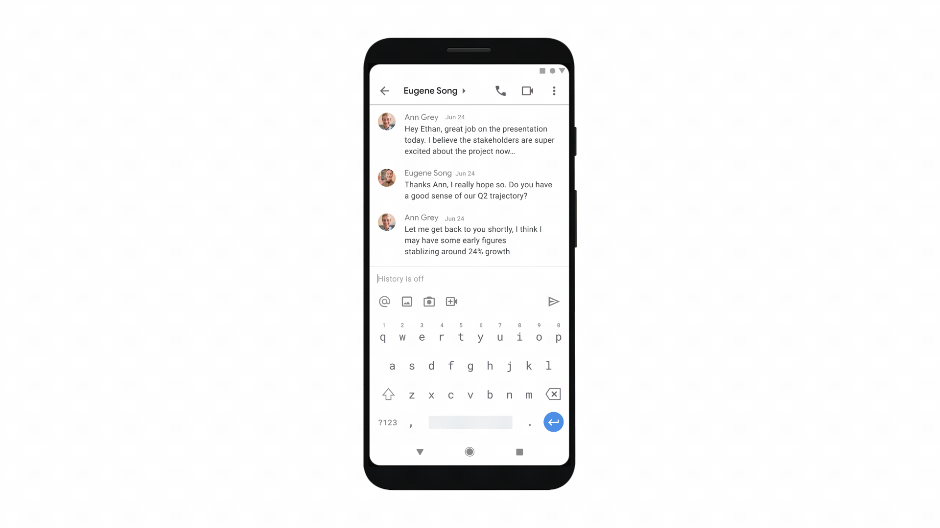 透過 Google 手機 App 隨時與同時聯繫。