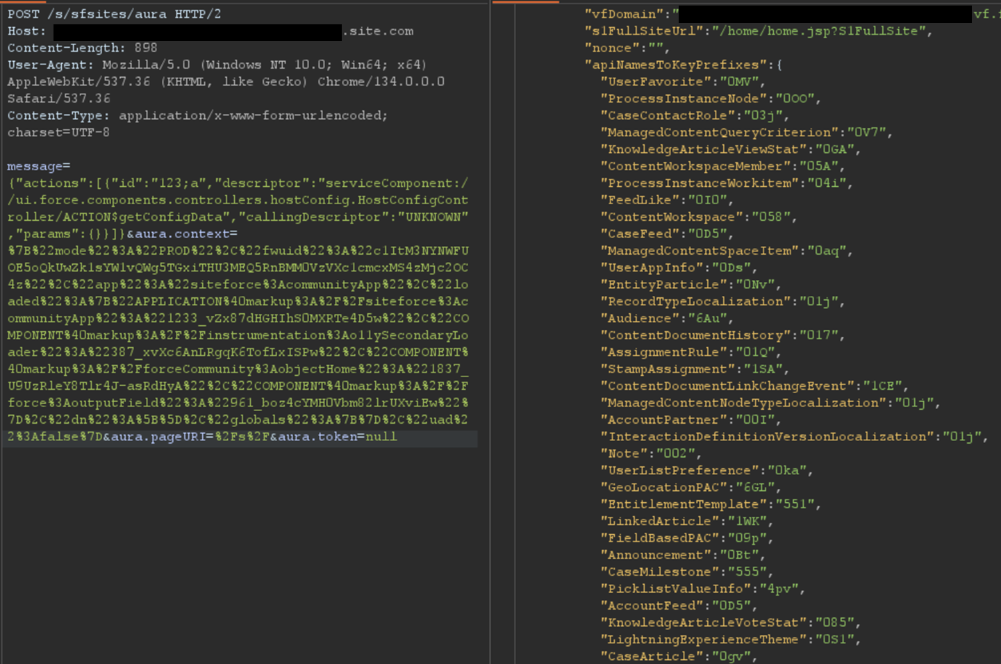 Excerpt of getConfigData response