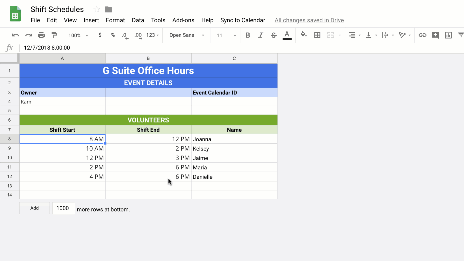 How to automatically add a schedule from Google Sheets into