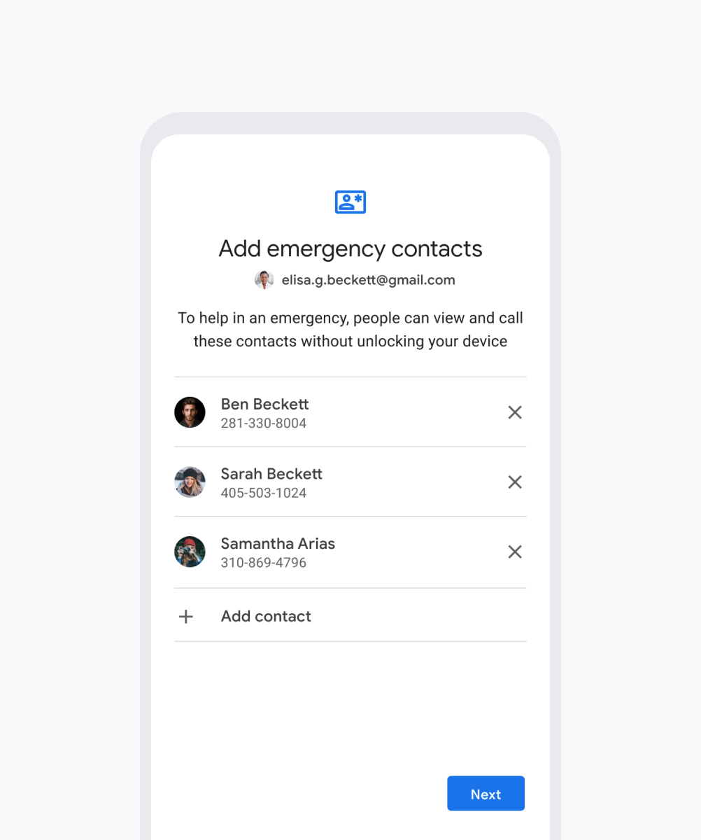Add emergency contacts feature.