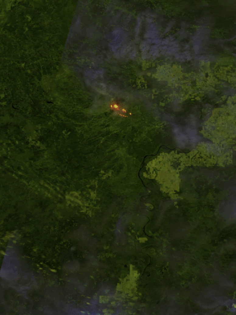 Animación que muestra la tecnología de creación de mapas para incendios forestales.