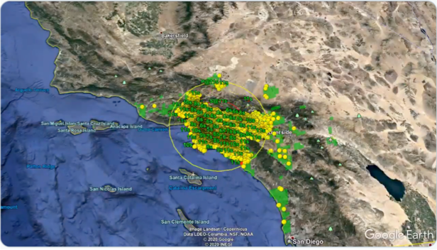 Visualización por satélite de los terremotos detectados