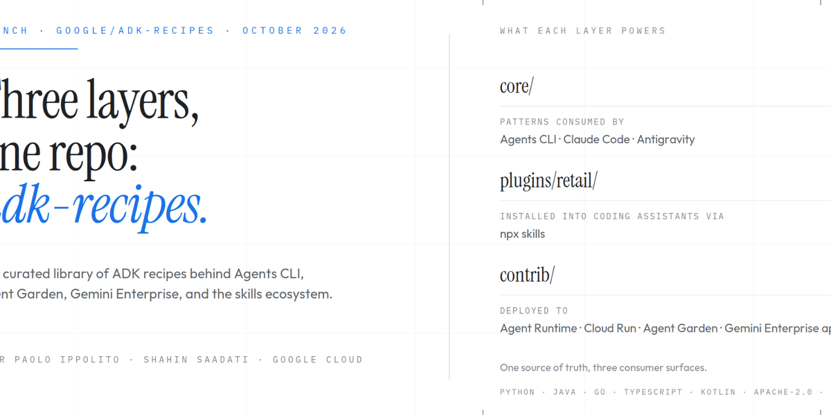Three layers, one repo: a tour of google/adk-recipes