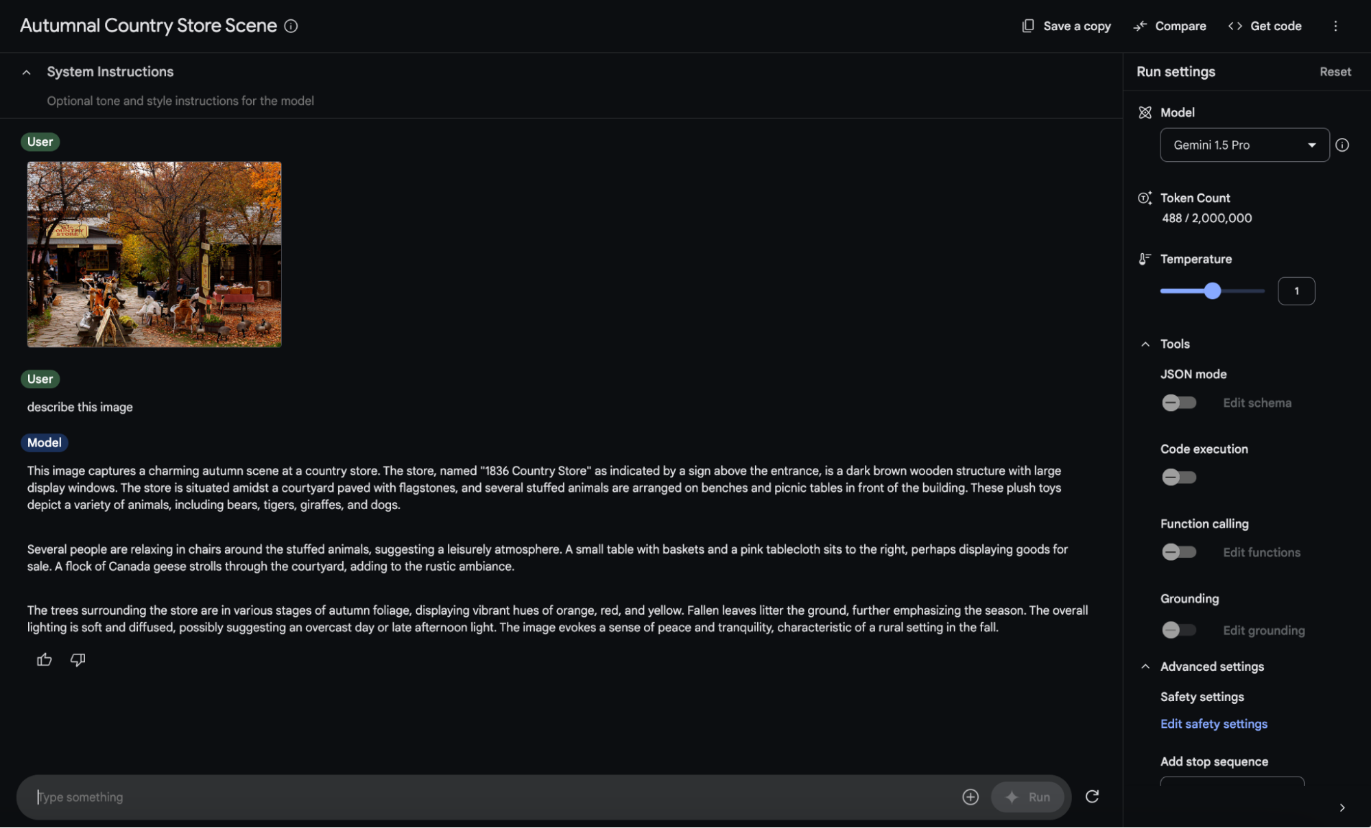 Prompt in Google AI Studio