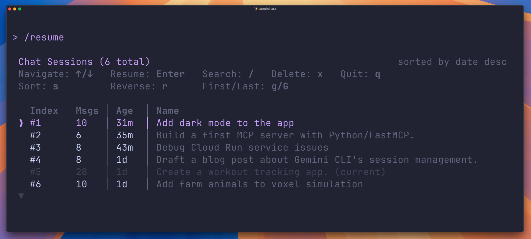 Gemini CLI - Session Browser