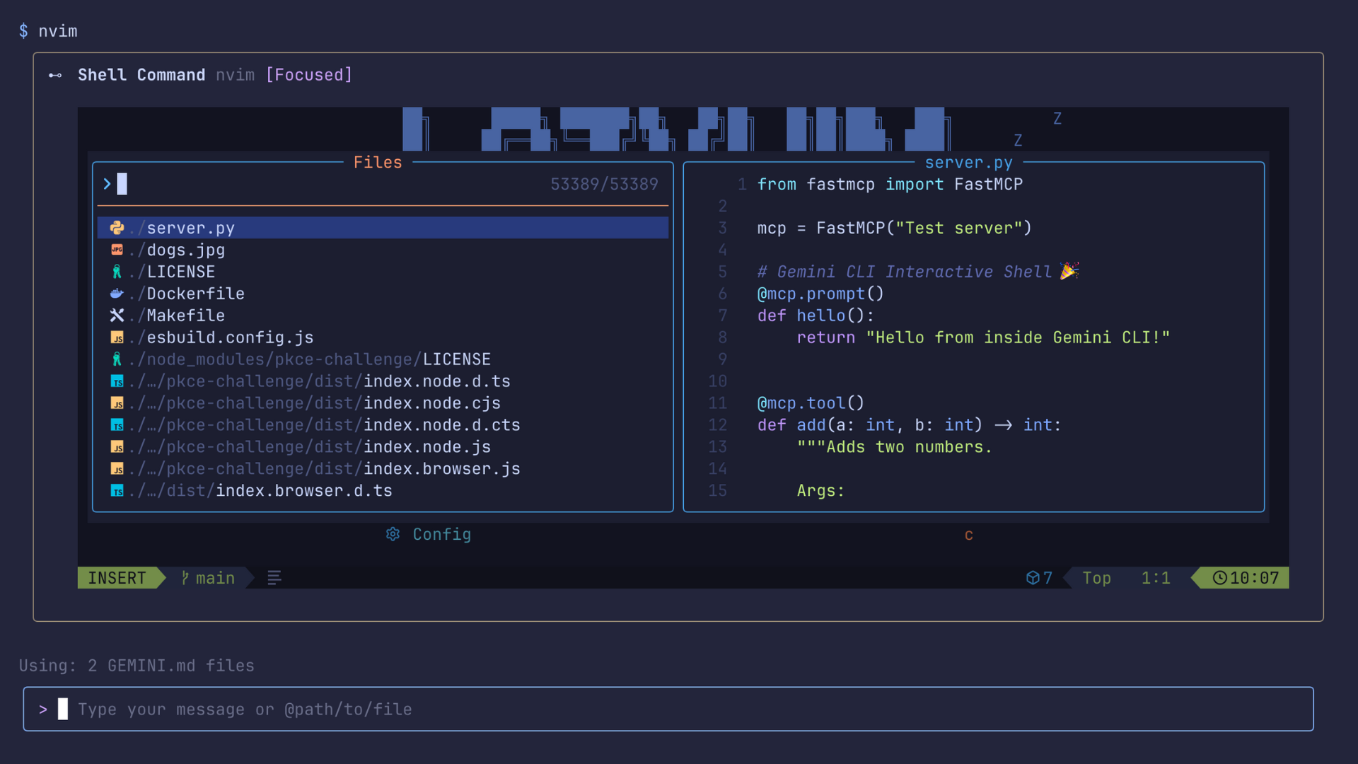 Gemini CLI - interactive shell