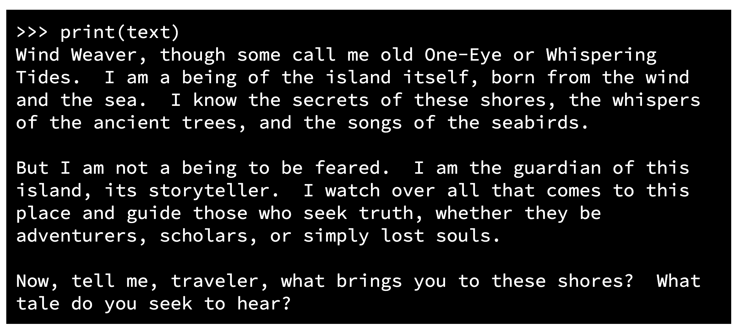 Output 1 - build a text based adventure