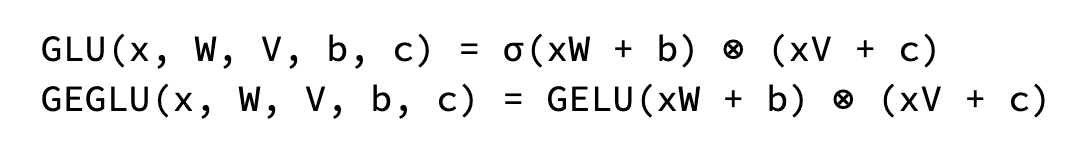 GeGLU activation function example