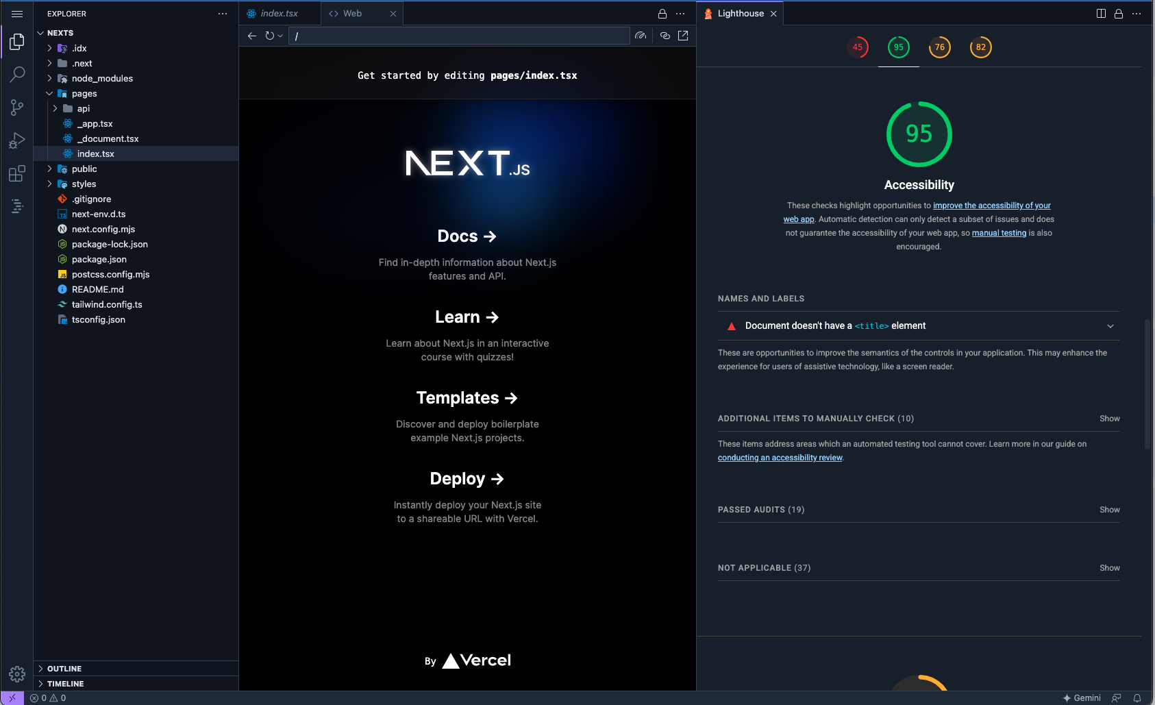 Debugging tools in Project IDX