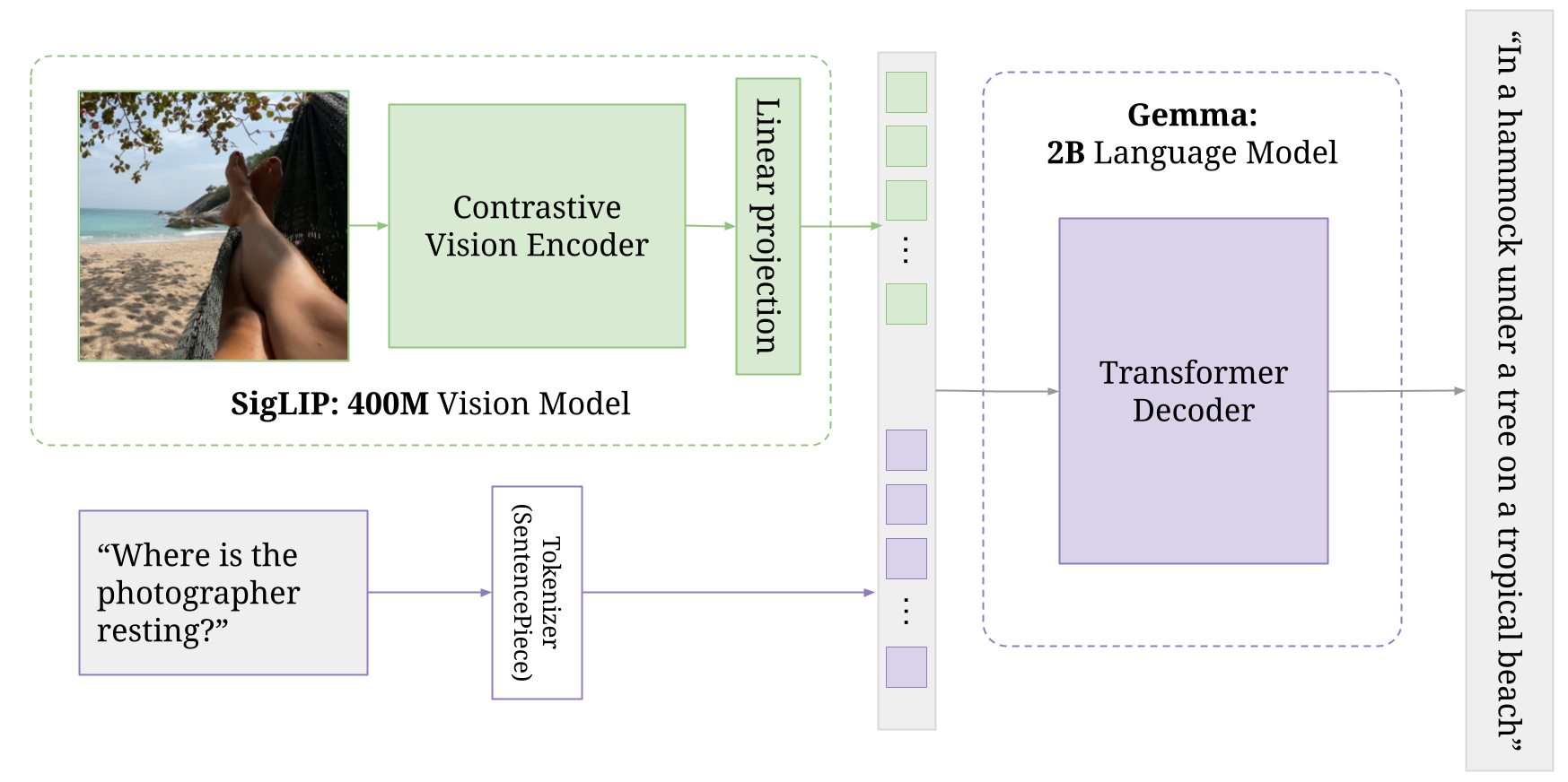 Joint architecture of the Vision Model and Gemma 2B model