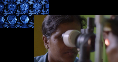 Woman looking in microscope