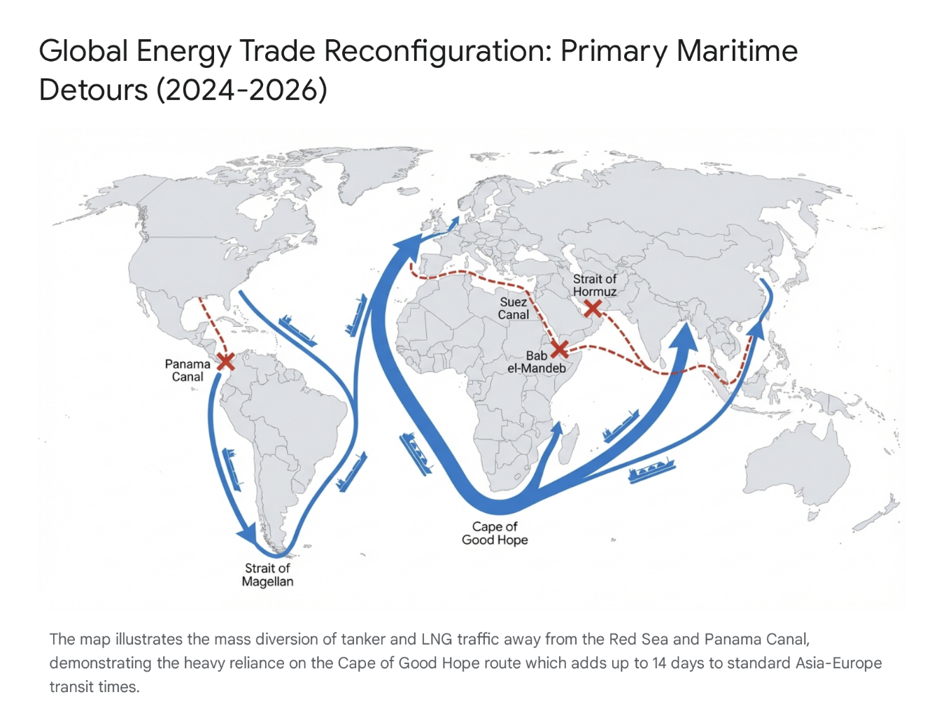 Global Energy Trade Reconfiguration: Primary Maritime Detours (2024-2026)