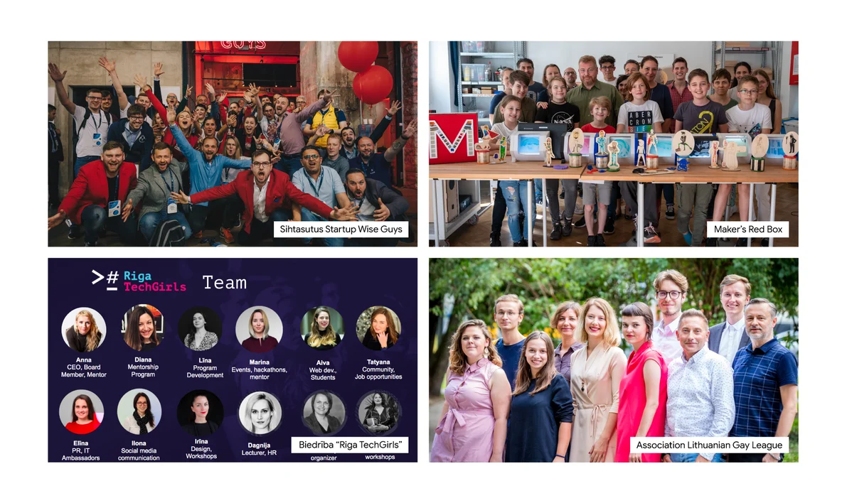 Organizations: Startup Wise Guys (Estonia), Marker’s Red Box (Hungary), Riga TechGirls (Latvia) and Lithuanian Gay League (Lithuania)