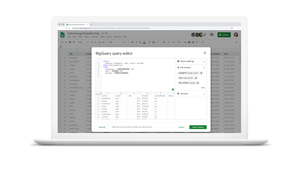 Connected Sheets expands the capabilities of Sheets to up to 10 billion rows