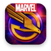 Marvel logo with colorful background