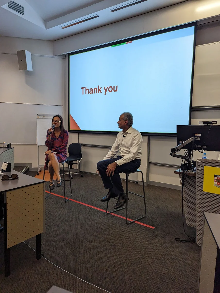 Grace Chung and Prabhakar Raghavan, SVP of Google's Knowledge and Information products, at an event at UNSW Sydney