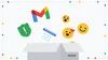 Illustration of a box showing different icons popping out of it, including a Gmail logo, emojis, calendar and more.
