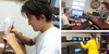 Three images of students at school with Chromebooks, repairing devices and participating in a Chromebook repair program