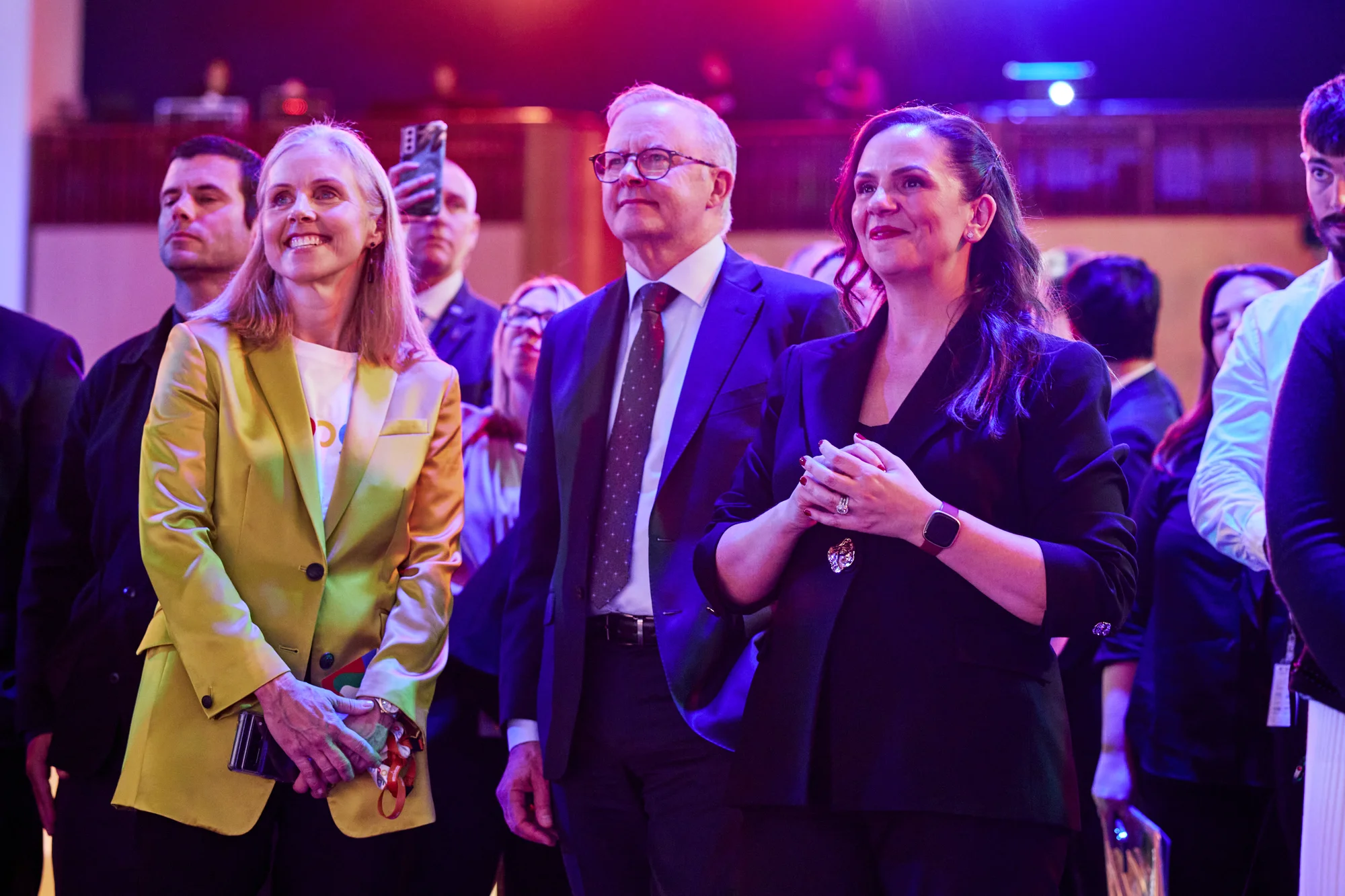 Prime Minister Anthony Albanese watching a performance by King Stingray