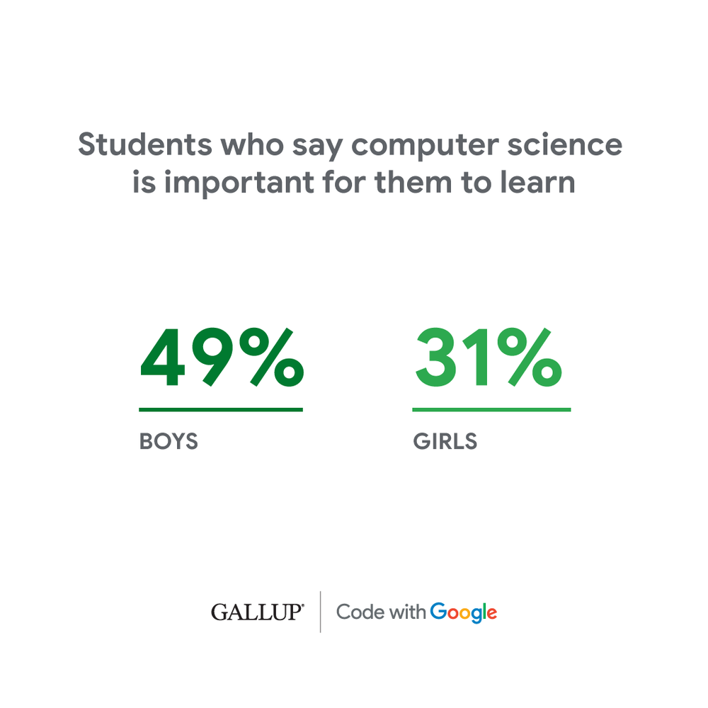 More boys than girls say computer science is important for them to learn