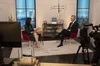 Hadley Gamble (CNBC) im YouTube–Studio mit Jens Stoltenberg, Generalsekretär NATO