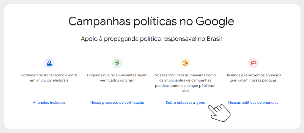Print da página do Relatório com as "campanhas políticas no Google"