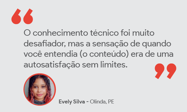 Caixa de texto com foto da Evely Silva, de Olinda, Pernambuco, e o comentário dela sobre o programa em destaque.