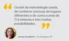 Caixa de texto com foto da Larissa Carvalho, de Foz do Iguaçu, Paraná, e um comentário dela sobre o programa.