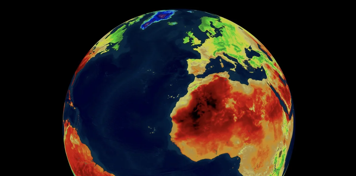 3D model of earth showing a visual cortex of global temperatures, Met Office National Meteorological Library and Archive